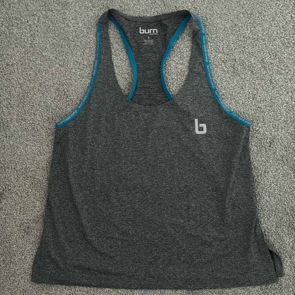 Women’s Burn Boot Camp stretchy athletic Racerback tank top, size small